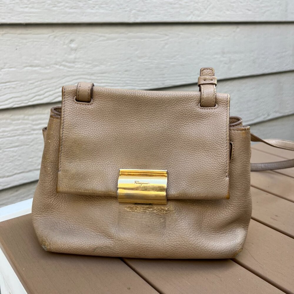 Womens Beige Salvatore Ferragamo Cross-Body Purse